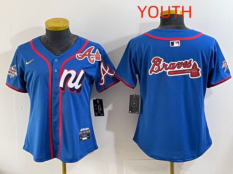 Youth 2025 Atlanta Braves Blank Blue All star Nike MLB Jersey style 05->youth mlb jersey->Youth Jersey